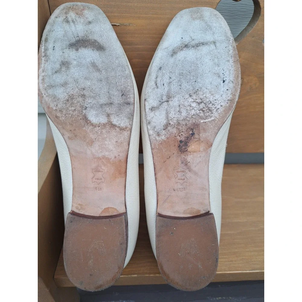 Tory Burch Women's Leather Cream Jessa Loafers Gold-Tone Horse Hardware Size 9 M